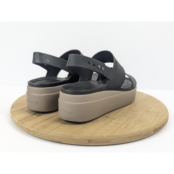 Crocs Brooklyn Low Wedge Sandals Womens 8‎ Platform 2 Strap   Sling Black - Picture 4 of 11